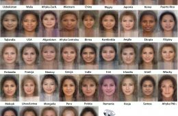 Uśrednione twarze kobiet z różnych krajów.