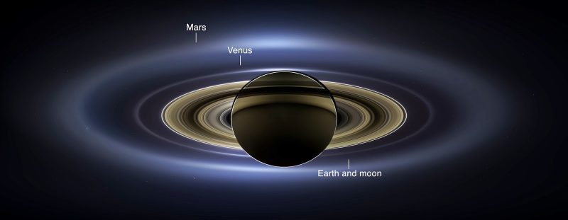 Saturn, Ziemia, Wenus i Mars na jednym zdjęciu. Fot. NASA