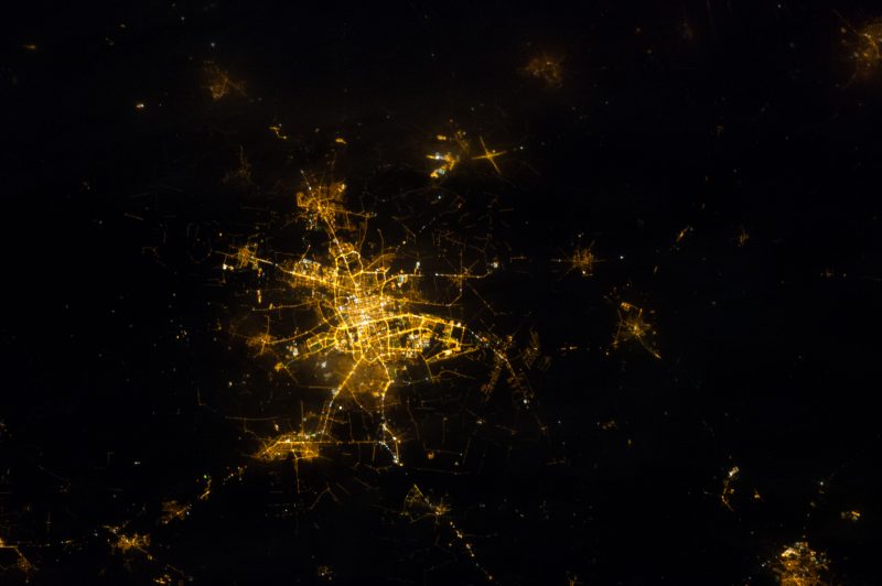 Łódź sfotografowana z pokładu Międzynarodowej Stacji Kosmicznej. Fot. ESA/NASA