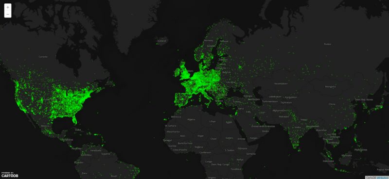 Skąd pochodzą użytkownicy Zooniverse? Sprawdź na mapie: http://community.zooniverse.org/