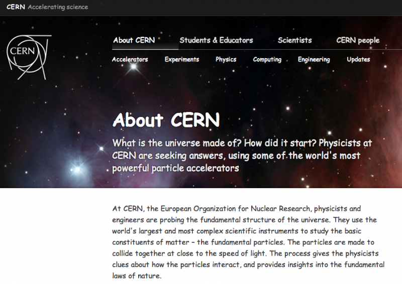 Strona CERN 1 kwietnia