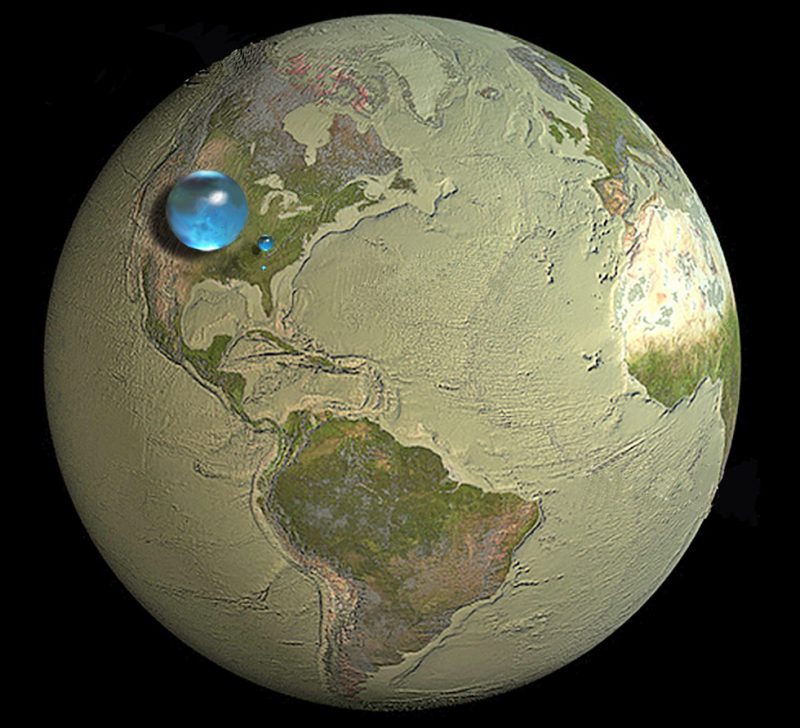 Gdyby zgromadzić całą wodę na Ziemi w kroplę, to kula miałaby średnicę około 1400 km