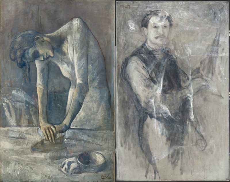 Pablo Picasso, „Kobieta prasująca”, 1904 rok. Pod wierzchnią warstwą kryje się portret mężczyzny.