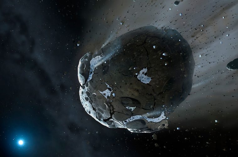 Lodowa asteroida. Rys. NASA, ESA, M.A. Garlick (space-art.co.uk), University of Warwick, and University of Cambridge.