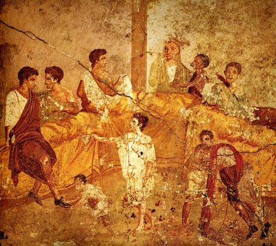 Uczta w Pompejach. Źródło: Museo Archeologico Nazionale w Neapolu