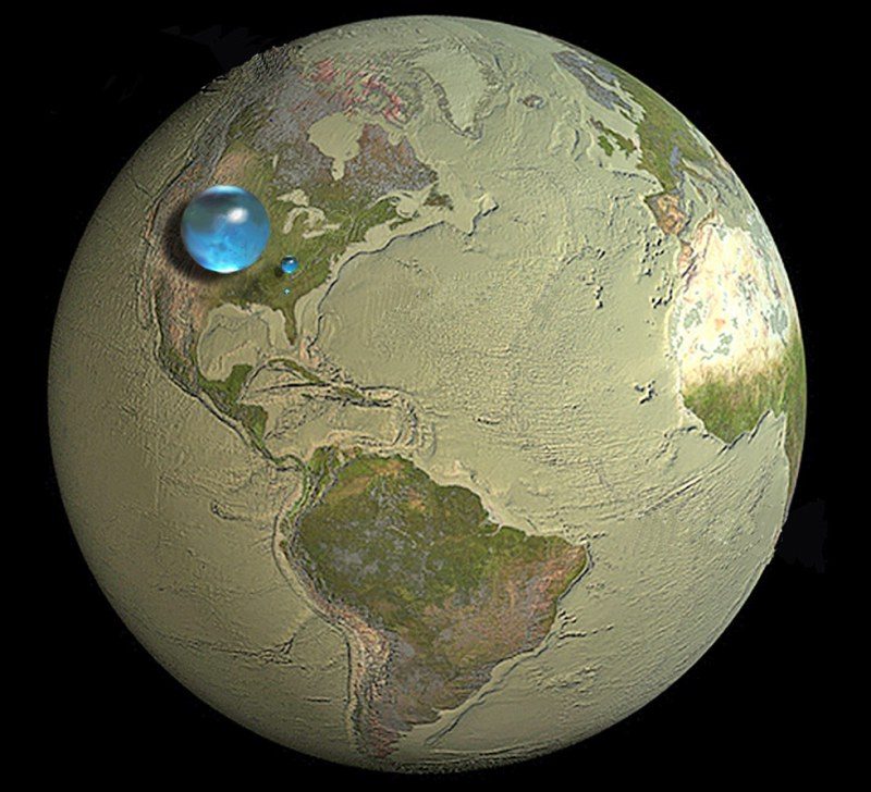 Gdyby zgromadzić całą wodę na Ziemi w kroplę, to kula miałaby średnicę około 1500 km