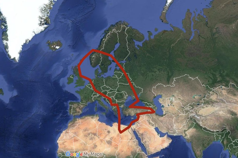 Kształt Zelandii na tle Europy. Fot. Google Maps