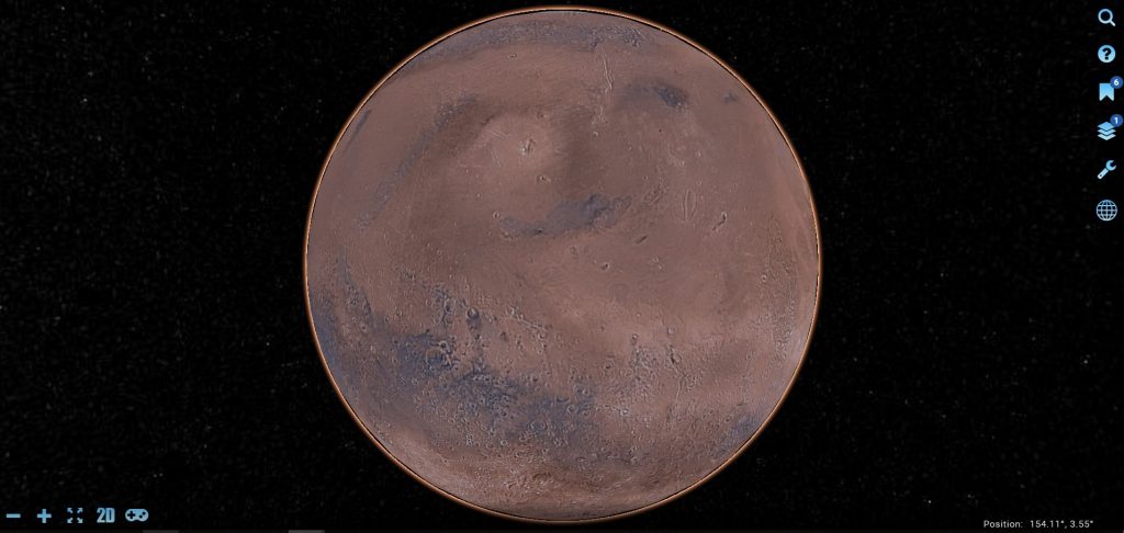 Widok Marsa z Elysium_Planitia po środku. Fot. https://mars.nasa.gov/maps/explore-mars-map